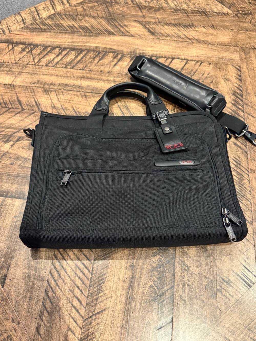 Tumi Black Nylon Laptop Briefcase with Detachable Shoulder Strap